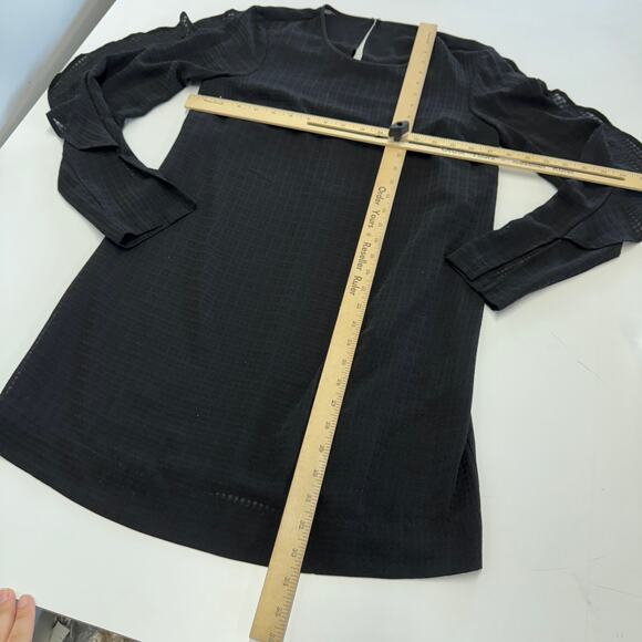 BCBGMaxAzria Dress Womens XX Small Black Ruffle Sleeve Mini Shift LBD - Picture 8 of 10